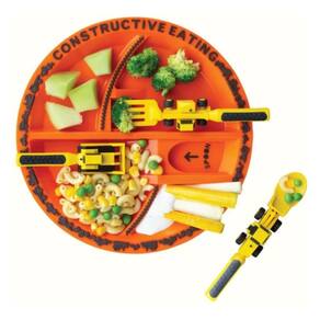 Kit Prato Infantil Escavadeira Pá Garfo Pá Prato De Jantar