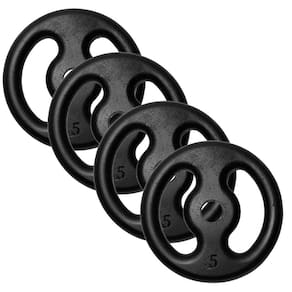 Kit 4 Anilhas 5Kg Fitness Ferro Pintada Academia Treino 20Kg