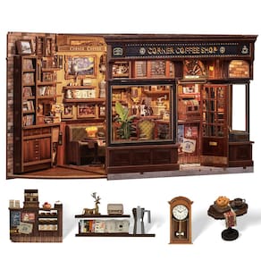 Kit de cadernos de livros DIY em miniatura Dollhouse Cutefun Corner Coffee Shop