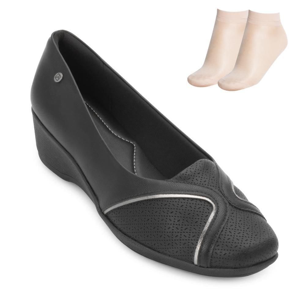 Sapato Anabela Piccadilly e Meia PD25-14322