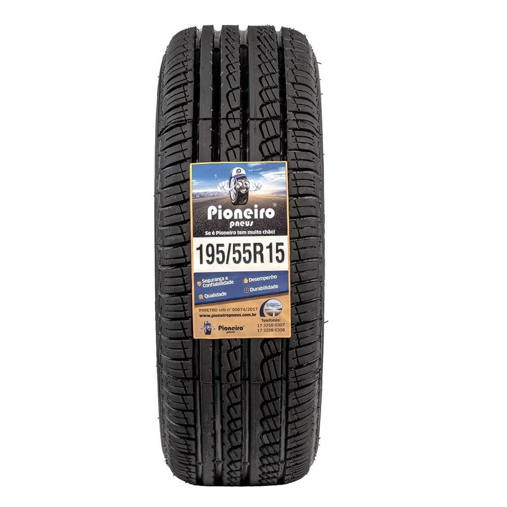 Pneu Aro 15 - 195/55 R15 - Pioneiro - COM INMETRO E BORRACHA VIPAL