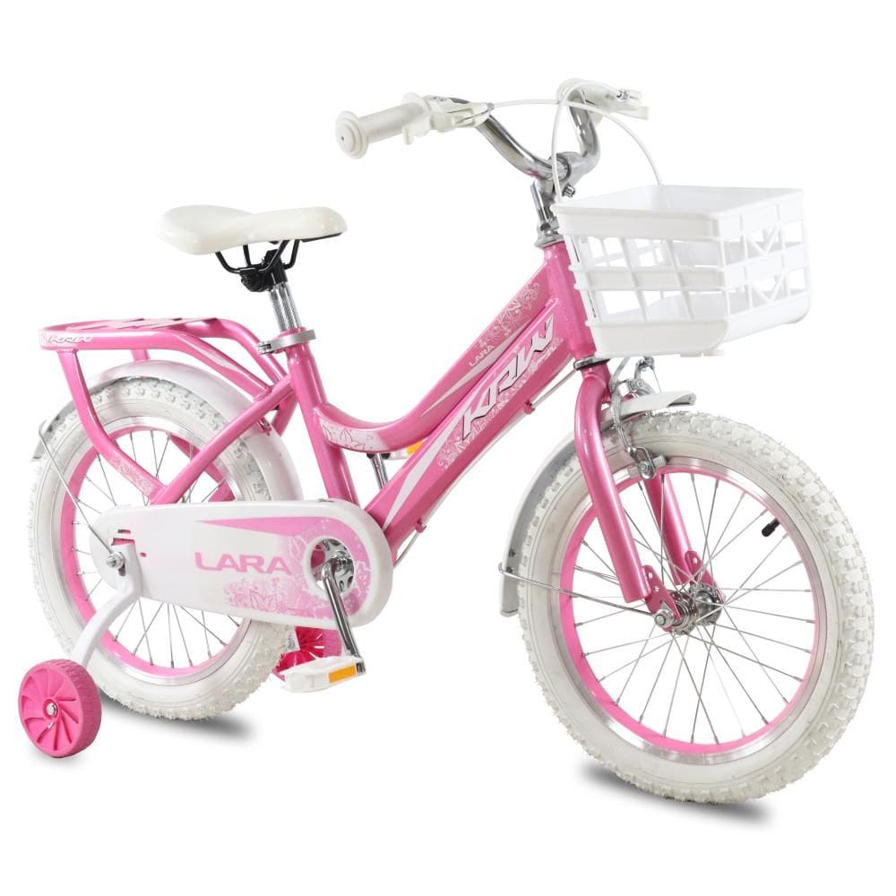 Bicicleta KRW Infantil Aro 16 Lara Menina Aço Carbono Freio V-Brake com Rodas Laterais F16
