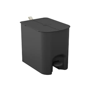 Lixeira Com Pedal Borboleta 12l Preto Com Alça Bege Coza