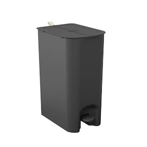 Lixeira Com Pedal Borboleta Dupla 20l (10+10) Preto Com Alça Bege Coza