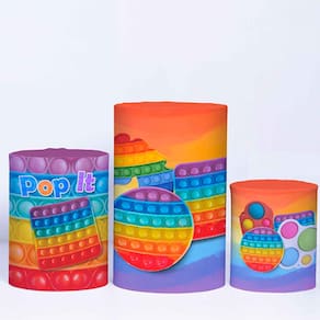 Trio de Capa Cilindro para Festa Infantil Veste Fácil C/elástico Popit - Fera Print