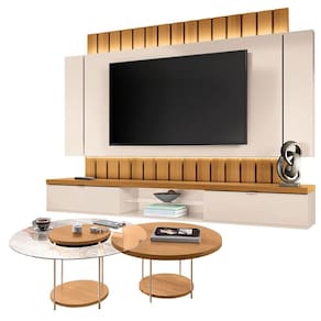 Home Suspenso Illusion 2.2 Cinamomo Off White Kit Mesa de Centro Sky Cinamomo- HB Móveis