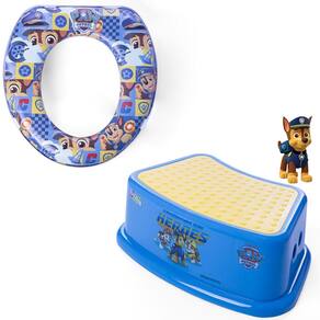Kit Redutor de Assento Vaso Sanitário Infantil Desfralde com Degrau Banheiro Crescidinho Antiderrapante Patrulha Canina Azul Chase