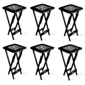 Kit 6 Mesas Bistrô Dobrável Jack Daniel`s Madeira Preta