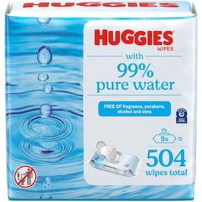 Lenços umedecidos para bebês Huggies, 99% água pura, sem perfume, 504 toalhetes