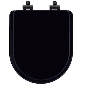 Tampa De Vaso Poliéster Com Amortecedor Link-lk Preto Para Bacia Deca Com Ferragem Preta