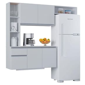 Cozinha Suspensa Com Balcão Mel 163 Cm Branco- Poquema