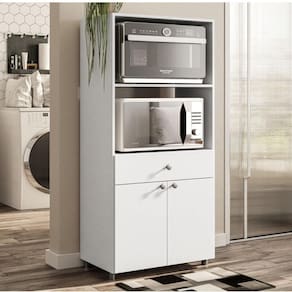 Armário De Cozinha Para Forno-micro-ondas Com 2 Portas E 1 Gaveta Multimóveis Cr20347 Branco