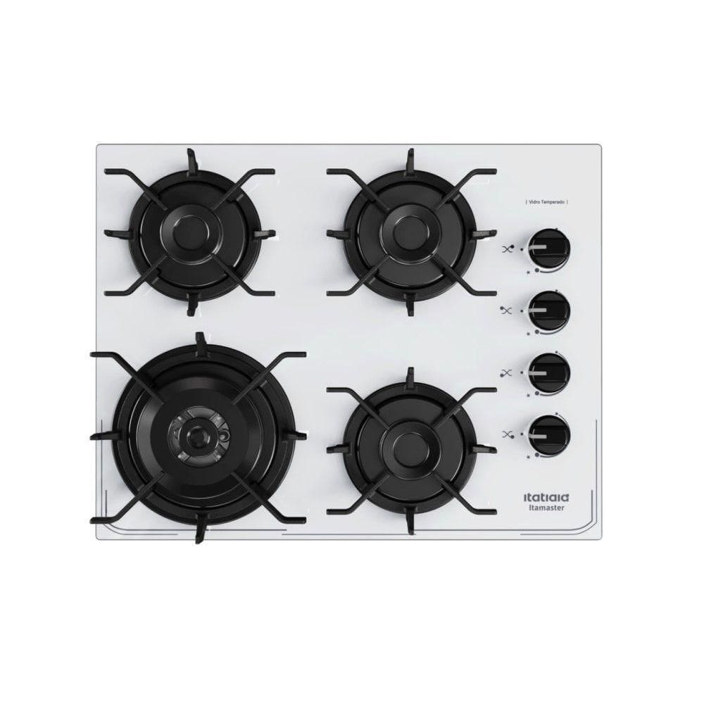 Cooktop 4 Bocas Itatiaia Tripla Chama Branco A Gás Em Aço Inox E Trempes Em Ferro Fundido Itamaster - Bivolt