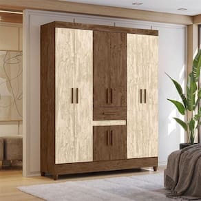 Guarda Roupa Casal Ambiente Portugal 8 Portas Castanho Wood Avelã Wood - Moval