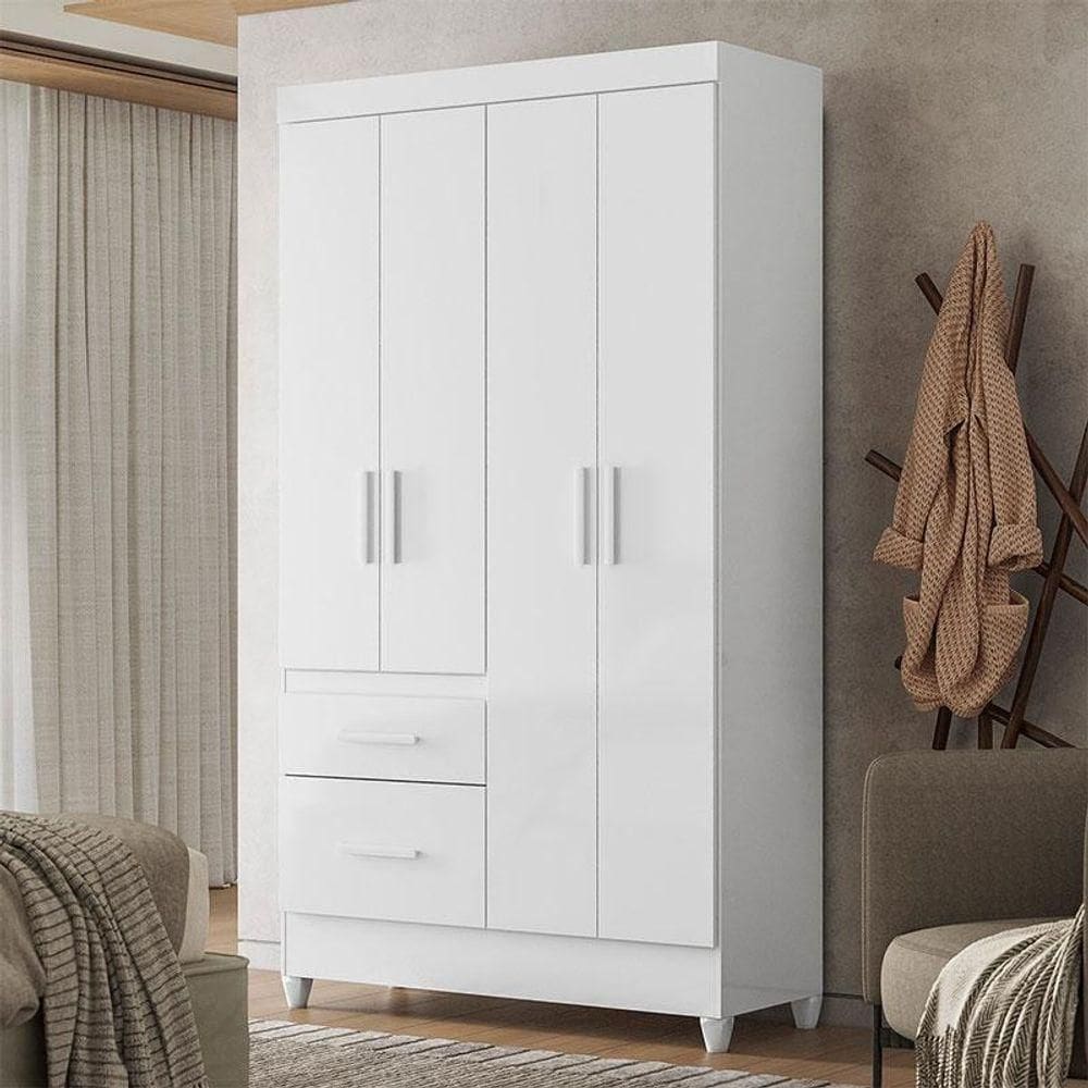 Guarda Roupa Infantil Ambiente Madri 4 Portas Branco Flex - Moval