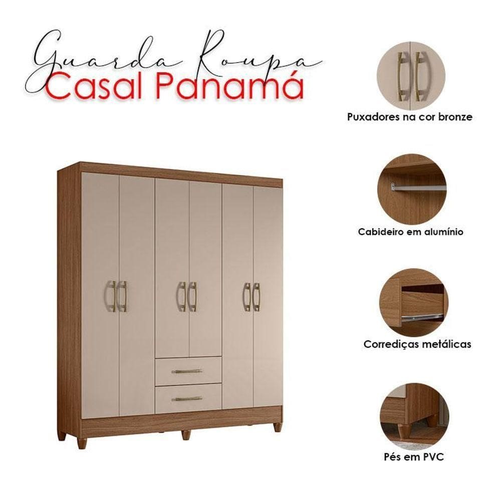 Guarda Roupa Casal Ambiente Panamá 6 Portas | Casas Bahia