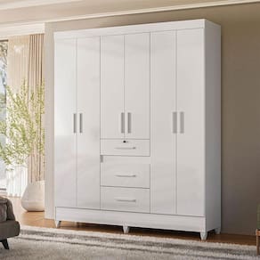 Guarda Roupa Casal Ambiente Itatiba 6 Portas Branco Brilho - Moval