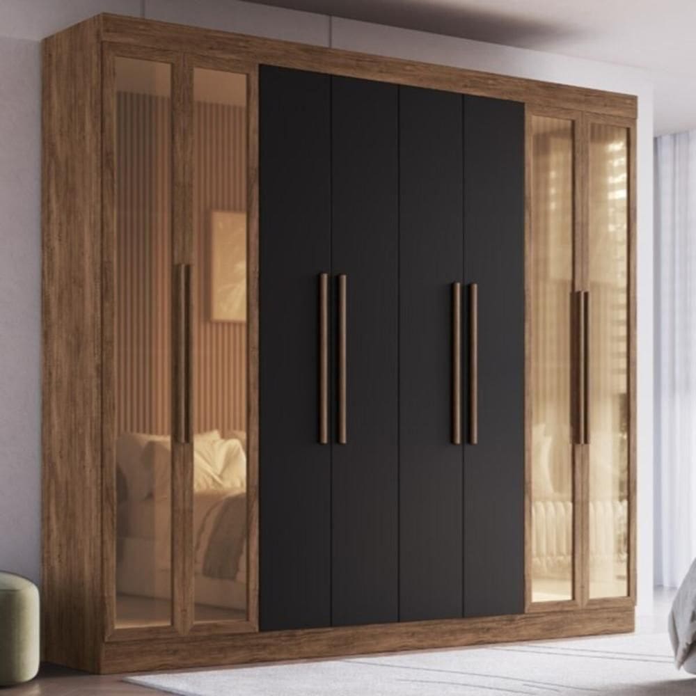 Guarda-roupas Casal 8 Portas 242cm Multimóveis Cr35261 Castanho-preto