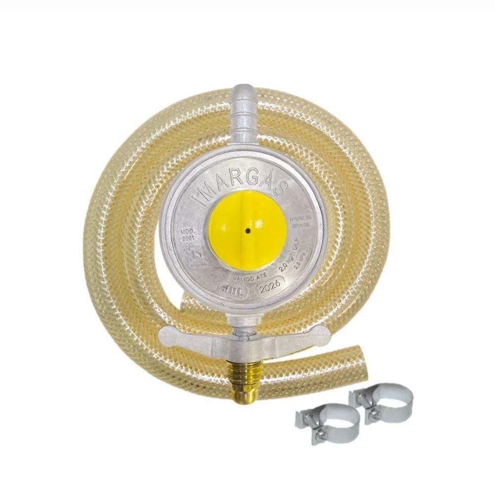 Kit Regulador De Gás Baixa Pressão 2kg Completo (válvula, Mangueira 1,25m E 2 Abraçadeiras) - Imar