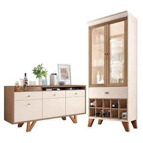 Buffet Soft E Cristaleira ópera Off White Castanho - Hb Móveis