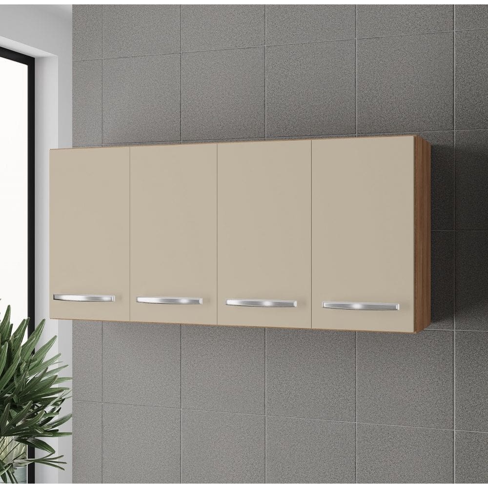 Armário Suspenso 4 Portas Mara 120m - Savana/Off White Móblis