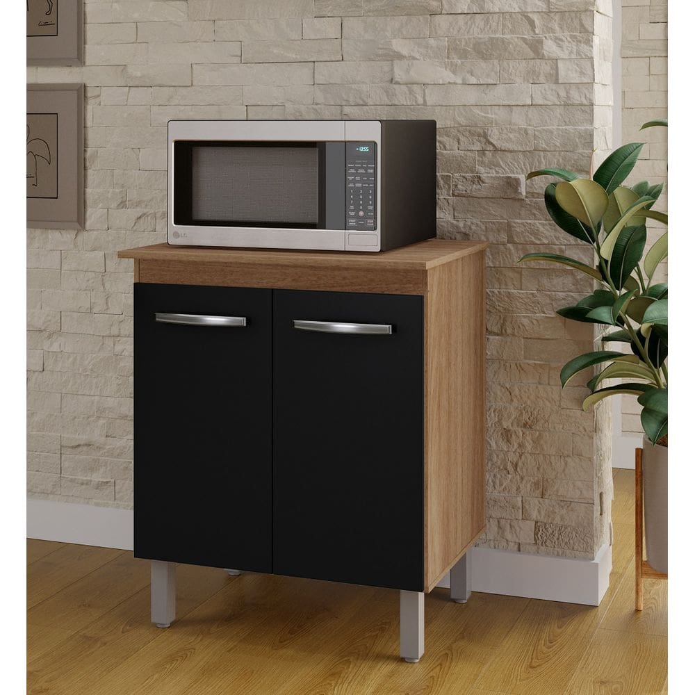 Balcão Multiuso 2 Portas Serena 70cm - Savana/Preto Móblis