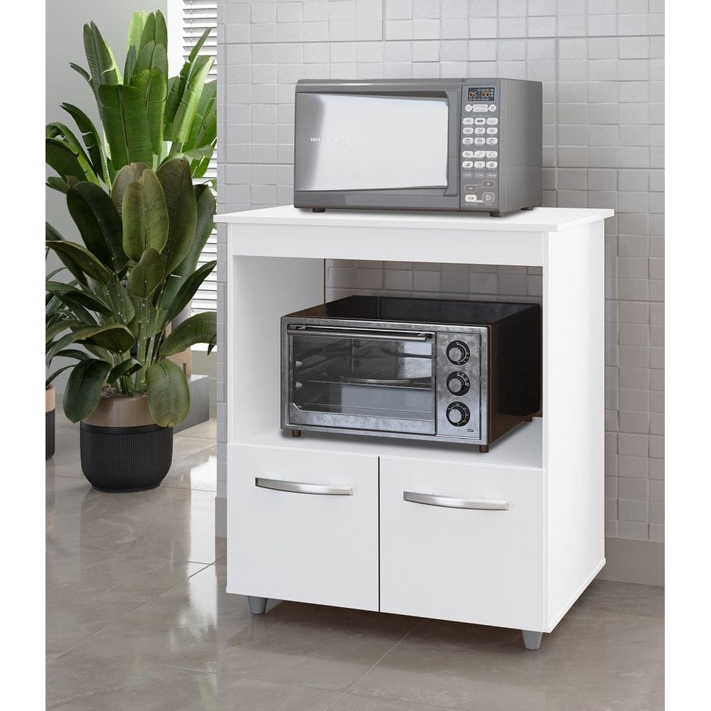 Balcão Multiuso 75cm Angela com 2 Portas 1 Nicho Para Forno - Branco Móblis