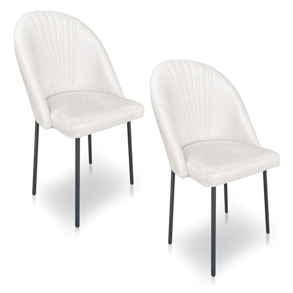 Kit 2 Cadeiras Poltrona De Jantar Ariel Suede Pés De Ferro Preto - Pallazio Cor Marrom