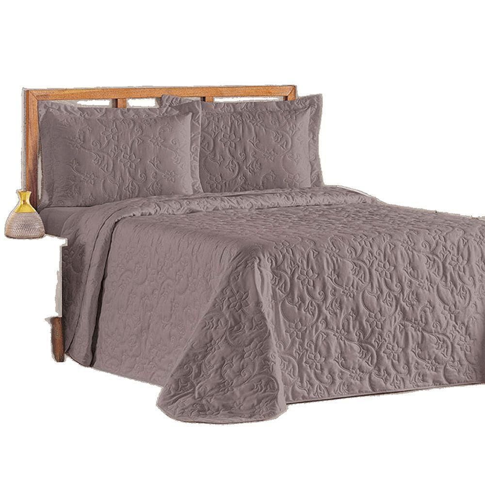 Cobre Leito Colcha Queen Mobili 03 Peças - Lavanda - 100% Poliéster