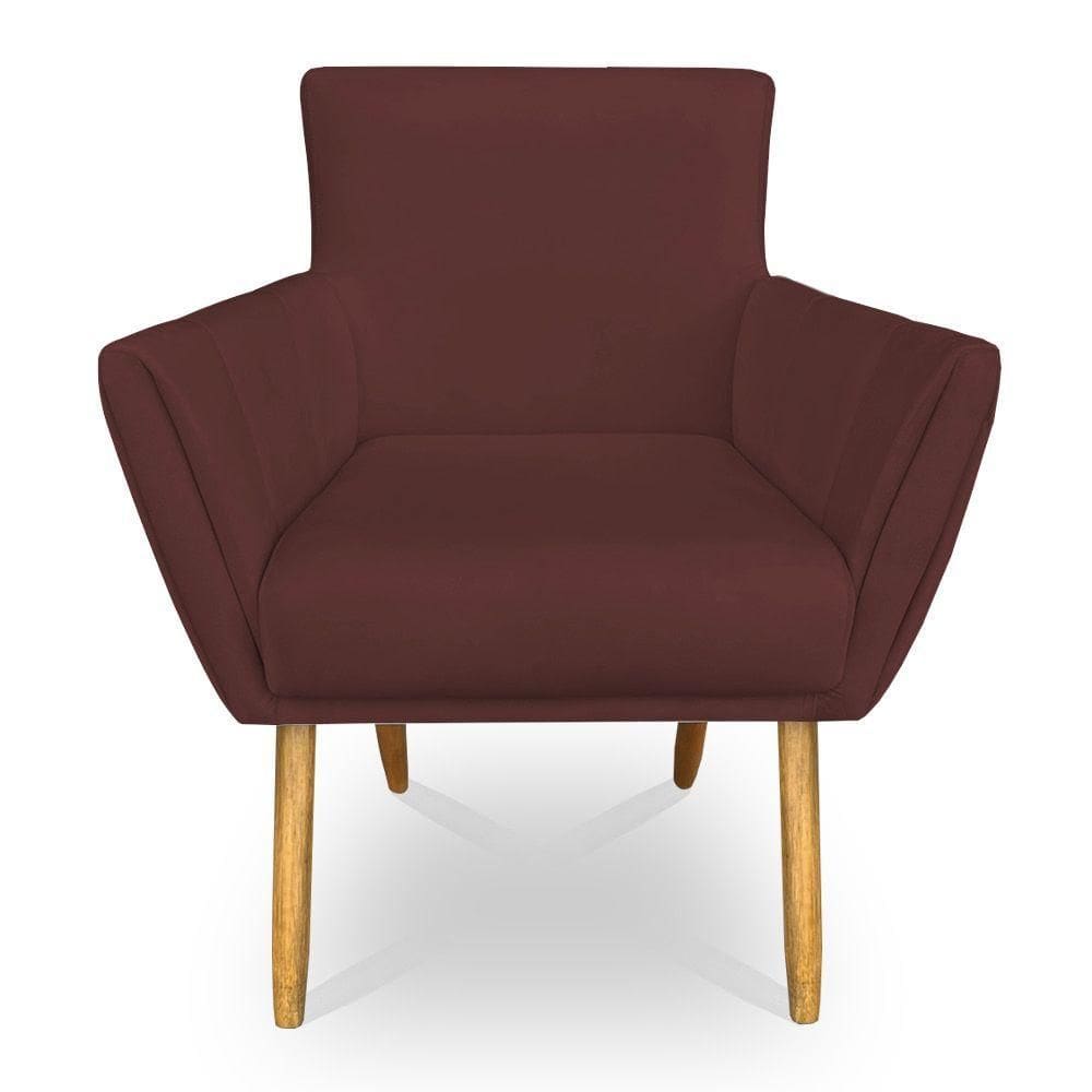 Poltrona Decorativa Leticia Suede Marsala Pés Palito Castanho - Pallazio