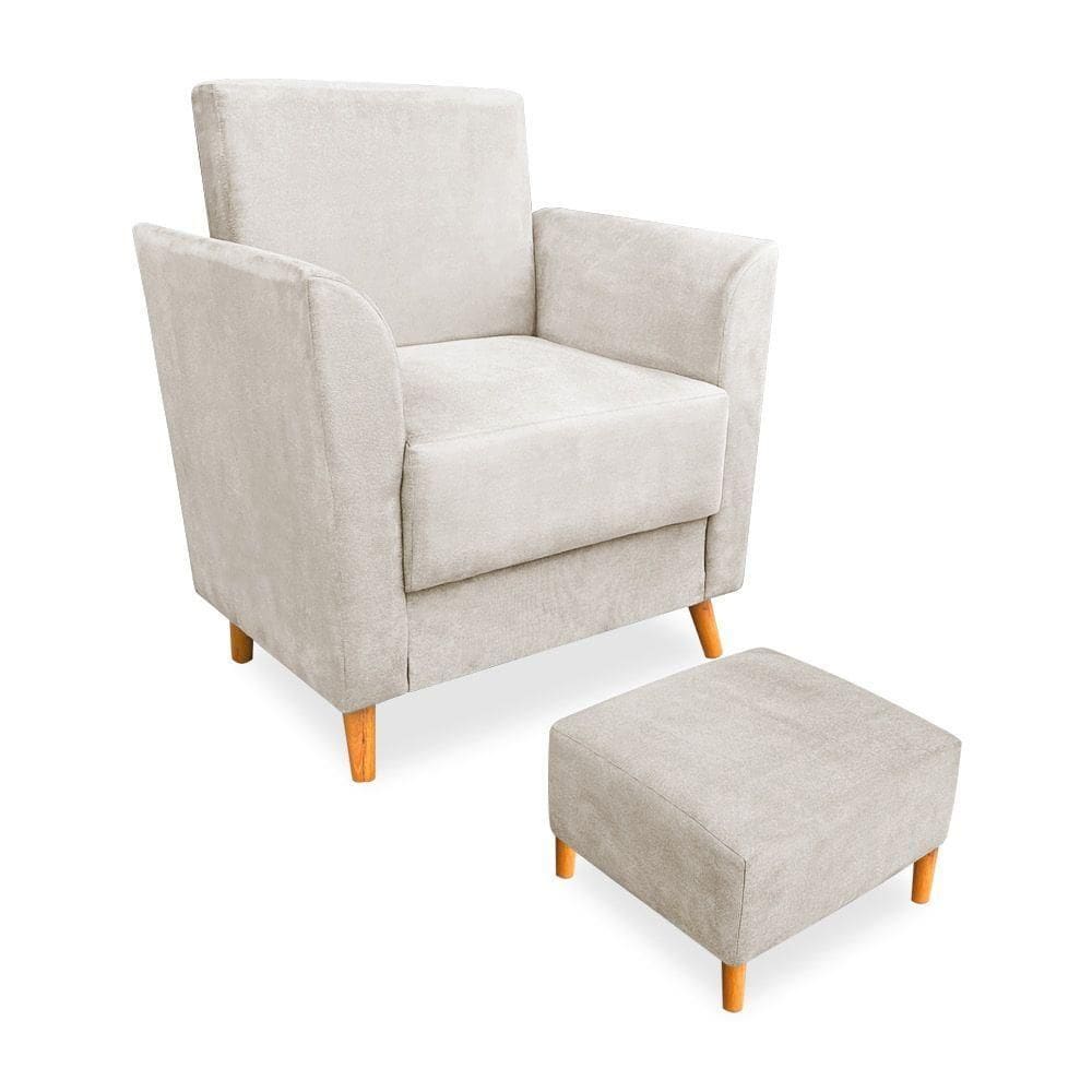 Poltrona De Amamentação Com Puff Flavia Suede - Pallazio Cor Azul Marinho