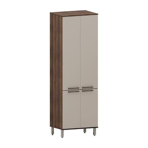 Paneleiro Duplo 70cm 4 Portas Luna Luciane Móveis Nogueira Dourado-cinammon