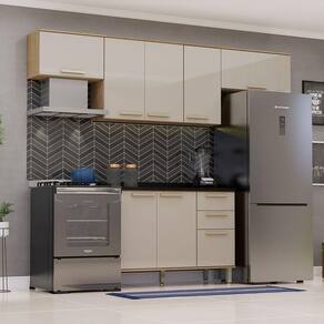 Cozinha Modulada Compacta 4 Peças Com Tampos Isis Luciane Mó Avelã-mocca Laca