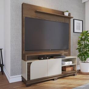 Home Theater 2 Portas Para `s Até 65" Jurerê - Amêndoa Off White Matte