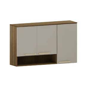 Armário Aéreo 120cm 3 Portas E Nicho Isis Luciane Móveis Avelã-mocca Laca