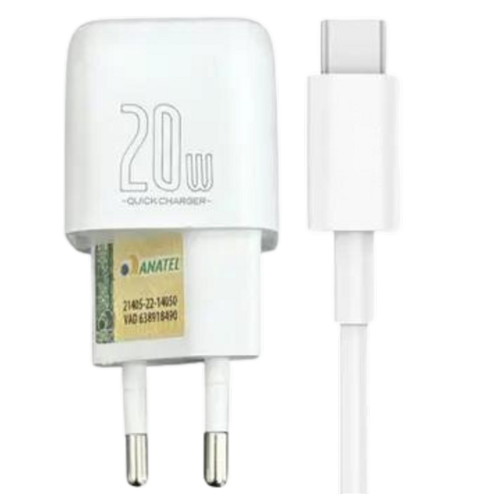 Carregador Turbo 20w USB Type C 2 em 1