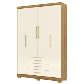 Guarda Roupa Solteiro 150cm 4 Portas Espanha Nature-champanhe Vila Rica