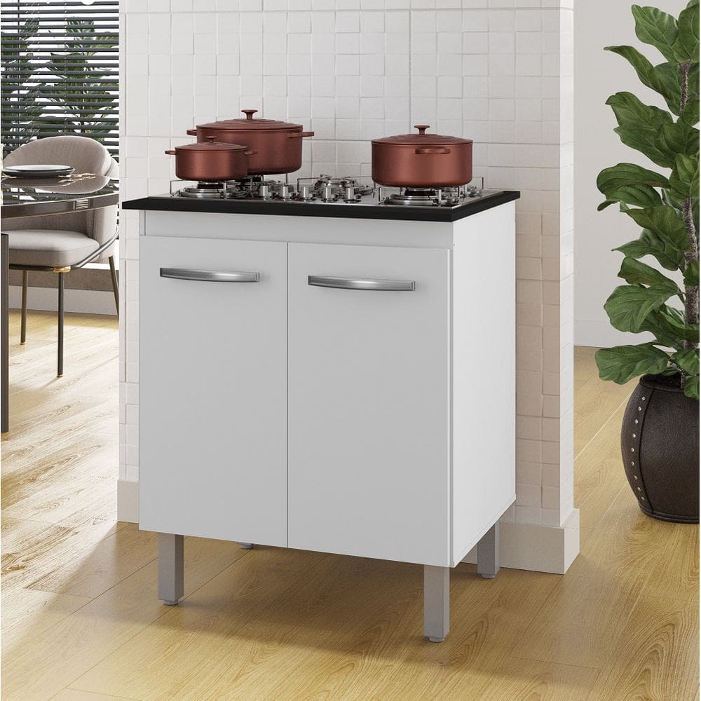 Balcão para Cooktop Jade 70cm 2 Portas 1 Prateleira - Branco Móblis