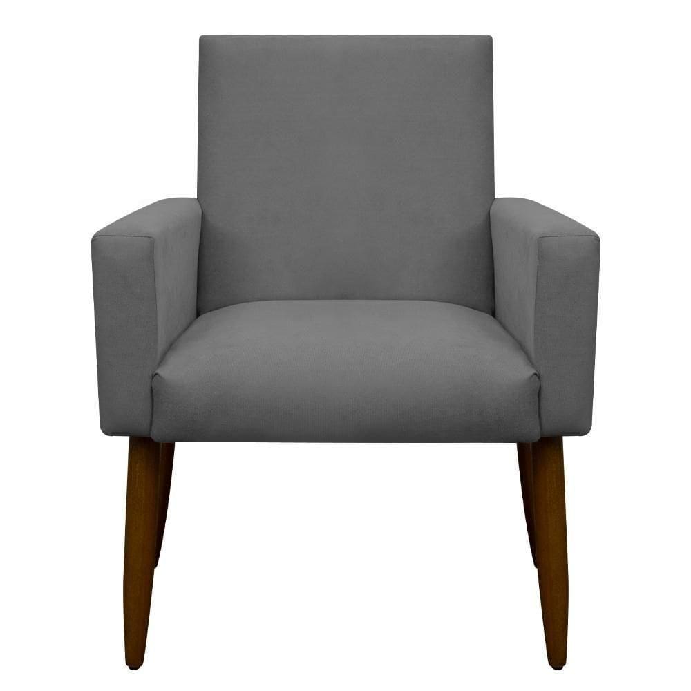 Kit 2 Poltronas Com Puff Redondo Para Sala Nina Cinza