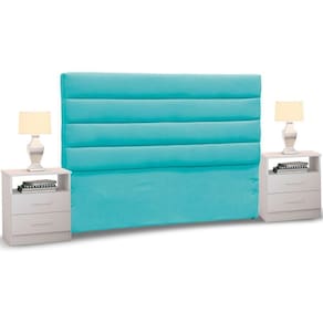 Cabeceira Cama Casal King 195cm Greta Suede E 2 Mesas De Cabeceira Dm1 Branco - Mpozenato Suede Bege