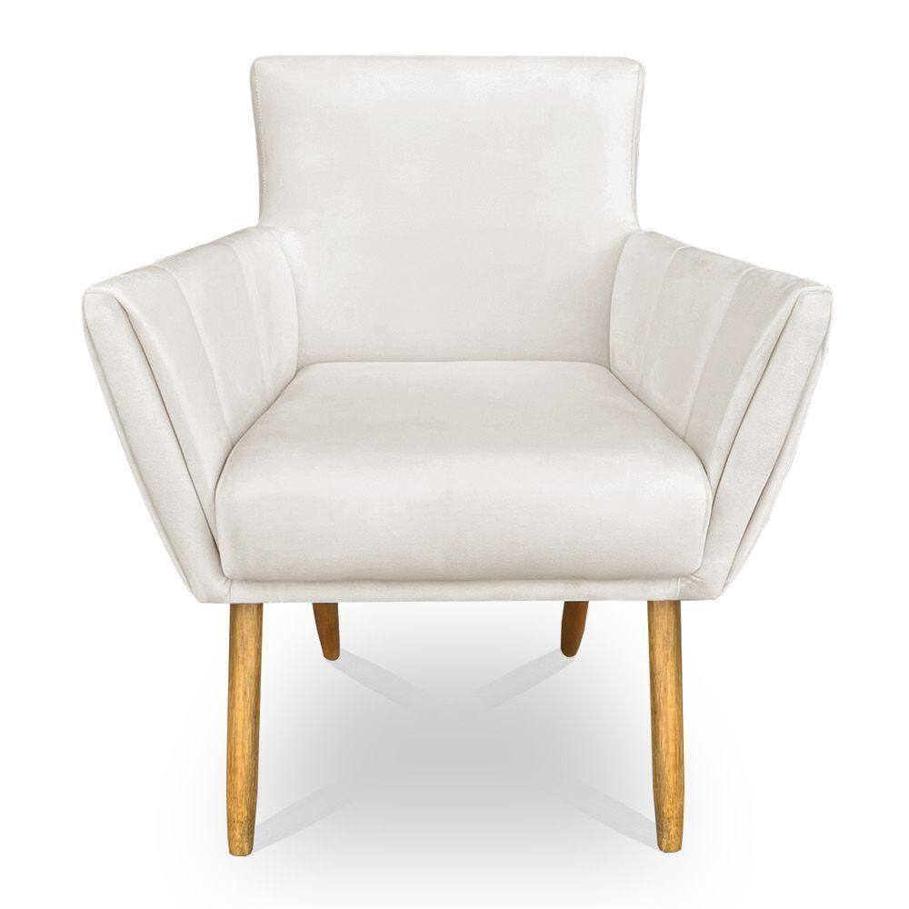 Poltrona Decorativa Leticia Suede Pés Palito Castanho - Pallazio Cor Rosa Bebê