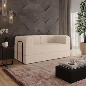 Sofá 2 Lugares Estofado D-plus 160 Cm Monaco - Boucle Bege Boucle Bege