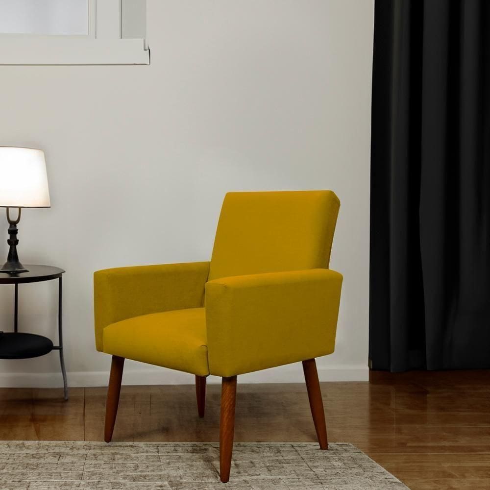 Poltrona Nina Sala Pés Em Madeira Herrero Amarelo