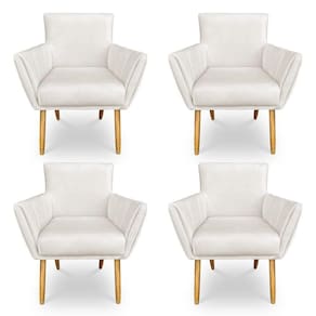 Kit 4 Poltronas Decorativa Leticia Suede Pés Palito Castanho - Pallazio Cor Marrom Rato