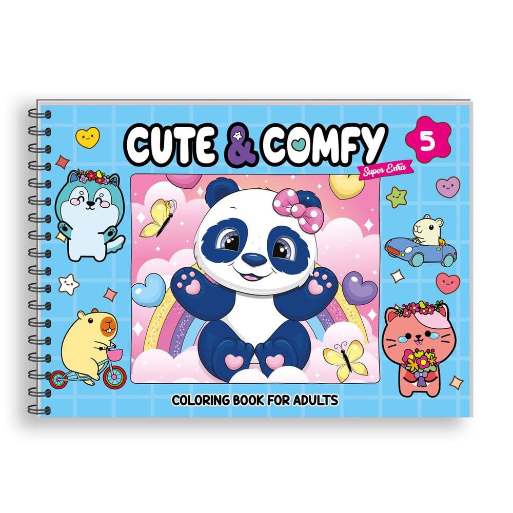 Cute & Comfy Super Extra Edição 05 - Livro de Colorir Adulto - Capa Dura Holográfica - Azul