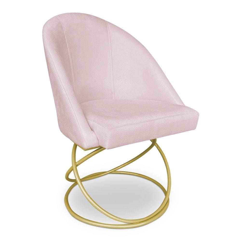 Cadeira Poltrona De Jantar Bela Suede Verde Base Metálica Luxo Dourado - Pallazio