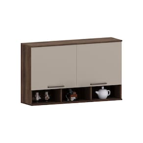 Armário Aéreo 120cm 2 Portas Com Nicho Inferior Luna Luciane Nogueira Dourado-cinammon