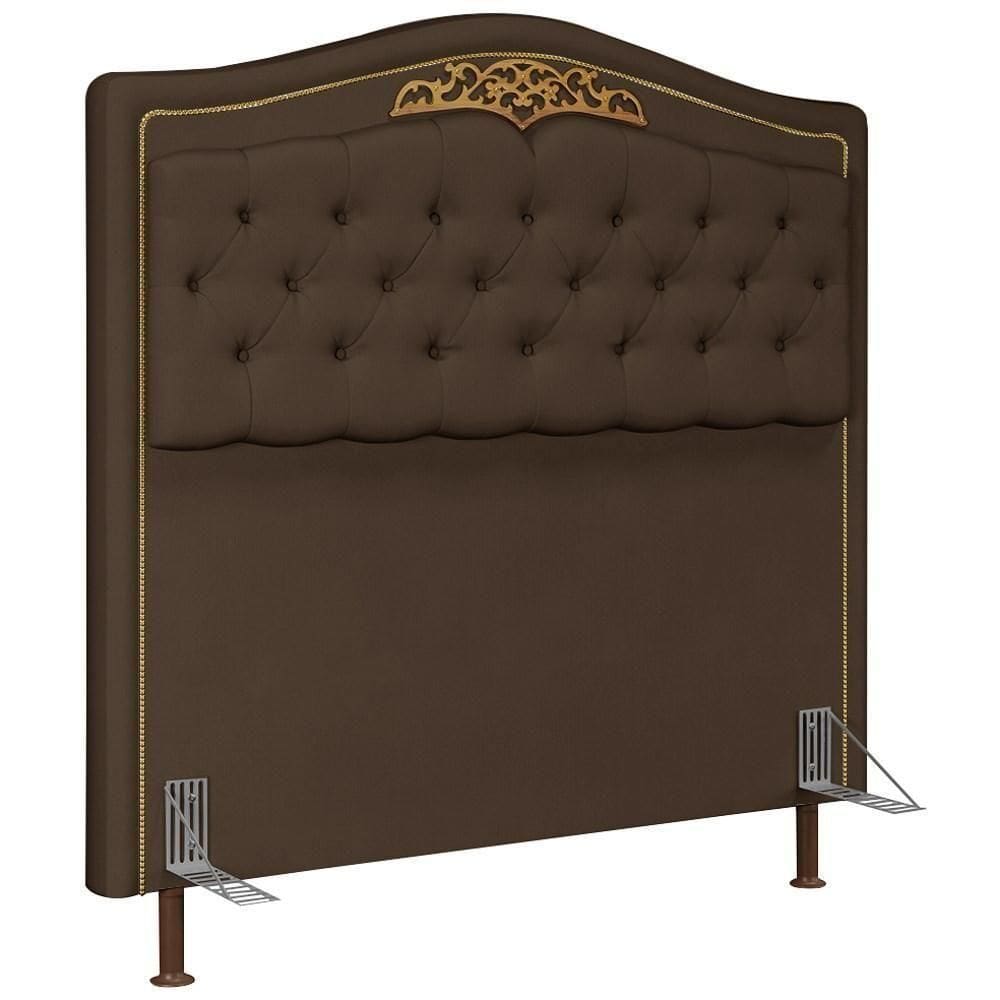 Cabeceira Cama Casal Queen 160cm Com Tachas Imperial Veludo J02 Chocolate - Mpozenato