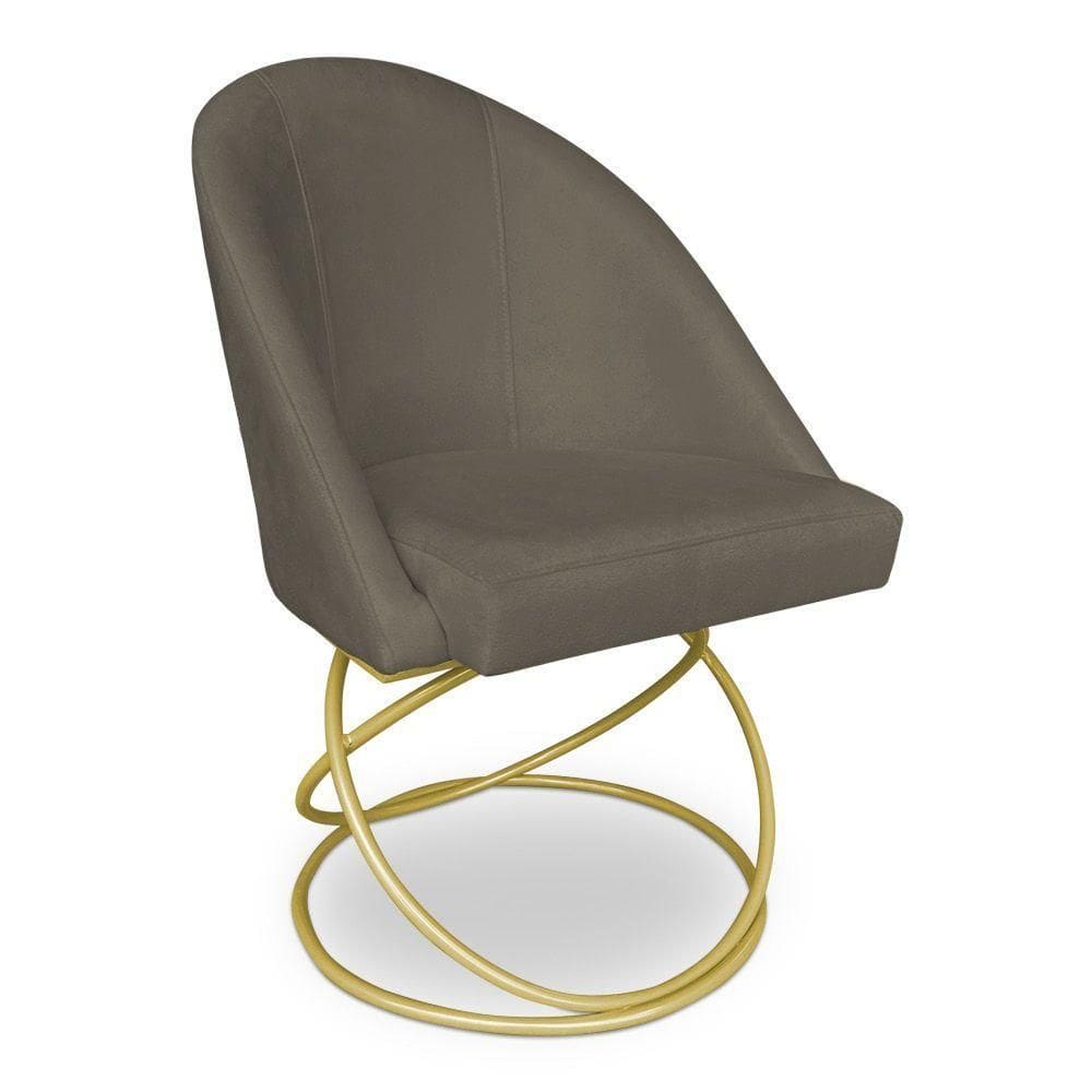 Cadeira Poltrona De Jantar Bela Suede Marsala Base Metálica Luxo Dourado - Pallazio