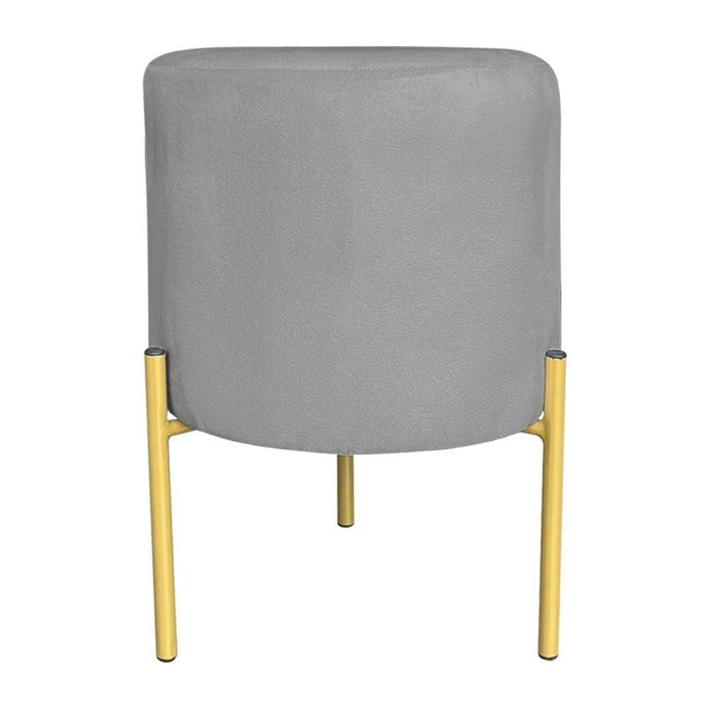 Puff Decorativo Soren Suede Grafite Pés De Ferro Dourado - Pallazio